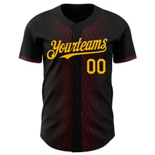 Load image into Gallery viewer, Custom Black Gold-Burgundy 3D Pattern Design Geometric Shapes Authentic Baseball Jersey