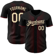 Load image into Gallery viewer, Custom Black Cream-Burgundy 3D Pattern Design Geometric Shapes Authentic Baseball Jersey