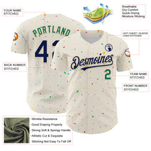 Load image into Gallery viewer, Custom Cream Navy-Kelly Green 3D Pattern Design Confetti Authentic Baseball Jersey