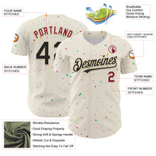 Load image into Gallery viewer, Custom Cream Black-Crimson 3D Pattern Design Confetti Authentic Baseball Jersey