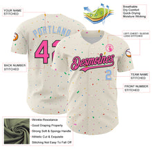 Load image into Gallery viewer, Custom Cream Pink Black-Light Blue 3D Pattern Design Confetti Authentic Baseball Jersey