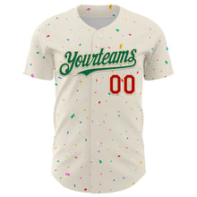 Load image into Gallery viewer, Custom Cream Kelly Green-Red 3D Pattern Design Confetti Authentic Baseball Jersey