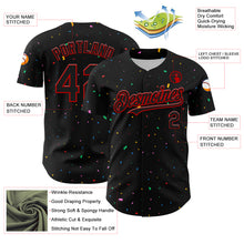 Load image into Gallery viewer, Custom Black Red 3D Pattern Design Confetti Authentic Baseball Jersey