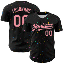 Load image into Gallery viewer, Custom Black Medium Pink 3D Pattern Design Confetti Authentic Baseball Jersey