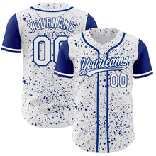 Load image into Gallery viewer, Custom White Royal 3D Pattern Design Abstract Splatter Ink Authentic Baseball Jersey