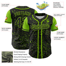 Load image into Gallery viewer, Custom Black Neon Green 3D Pattern Design Abstract Splatter Ink Authentic Baseball Jersey