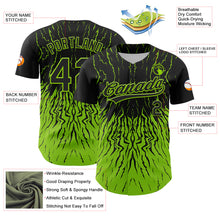 Load image into Gallery viewer, Custom Black Neon Green 3D Pattern Design Abstract Wave Authentic Baseball Jersey