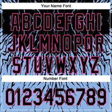 Load image into Gallery viewer, Custom Black Light Blue-Pink 3D Pattern Design Abstract Wave Authentic Baseball Jersey