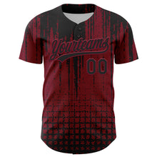 Load image into Gallery viewer, Custom Crimson Black 3D Pattern Design Abstract Shape Authentic Baseball Jersey