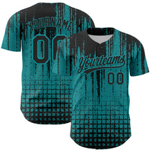 Load image into Gallery viewer, Custom Teal Black 3D Pattern Design Abstract Shape Authentic Baseball Jersey