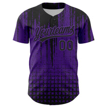 Load image into Gallery viewer, Custom Purple Black 3D Pattern Design Abstract Shape Authentic Baseball Jersey