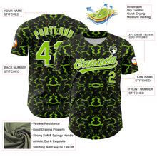 Load image into Gallery viewer, Custom Black Neon Green-White 3D Pattern Design Abstract Tiger And Zebra Authentic Baseball Jersey