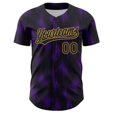 Load image into Gallery viewer, Custom Black Purple-Old Gold 3D Pattern Design Halftone Dots Authentic Baseball Jersey