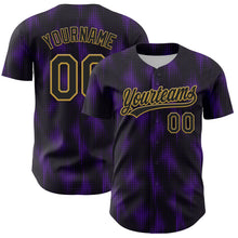 Load image into Gallery viewer, Custom Black Purple-Old Gold 3D Pattern Design Halftone Dots Authentic Baseball Jersey