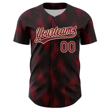 Load image into Gallery viewer, Custom Black Crimson-Cream 3D Pattern Design Halftone Dots Authentic Baseball Jersey