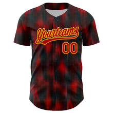 Load image into Gallery viewer, Custom Black Red-Gold 3D Pattern Design Halftone Dots Authentic Baseball Jersey