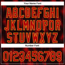 Load image into Gallery viewer, Custom Black Red-Gold 3D Pattern Design Halftone Dots Authentic Baseball Jersey