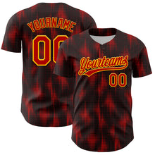 Load image into Gallery viewer, Custom Black Red-Gold 3D Pattern Design Halftone Dots Authentic Baseball Jersey