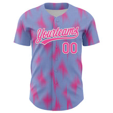 Load image into Gallery viewer, Custom Light Blue Pink-White 3D Pattern Design Halftone Dots Authentic Baseball Jersey