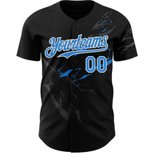 Load image into Gallery viewer, Custom Black Electric Blue-White 3D Pattern Design Lightning Authentic Baseball Jersey