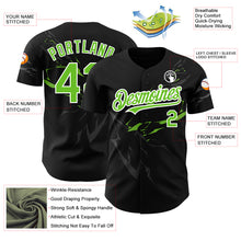 Load image into Gallery viewer, Custom Black Neon Green-White 3D Pattern Design Lightning Authentic Baseball Jersey