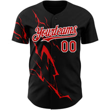 Load image into Gallery viewer, Custom Black Red-White 3D Pattern Design Lightning Authentic Baseball Jersey