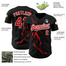 Load image into Gallery viewer, Custom Black Red-White 3D Pattern Design Lightning Authentic Baseball Jersey