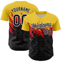 Load image into Gallery viewer, Custom Yellow Black-White 3D Pattern Design Abstract Shape Authentic Baseball Jersey