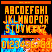 Load image into Gallery viewer, Custom Black Yellow-Orange 3D Pattern Design Fire Dragon Authentic Baseball Jersey