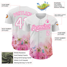 Load image into Gallery viewer, Custom White Pink 3D Pattern Design Animal Butterfly Authentic Baseball Jersey