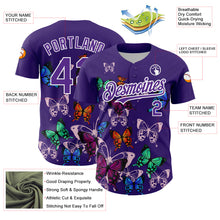 Load image into Gallery viewer, Custom Purple White 3D Pattern Design Animal Butterfly Authentic Baseball Jersey