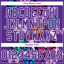 Load image into Gallery viewer, Custom Purple White 3D Pattern Design Animal Butterfly Authentic Baseball Jersey