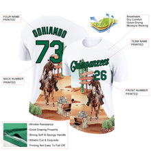 Load image into Gallery viewer, Custom White Kelly Green-Black 3D Pattern Design Cowboy Rodeo Performance T-Shirt