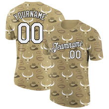 Load image into Gallery viewer, Custom Vegas Gold White Black 3D Pattern Design Cowboy Accessory Performance T-Shirt