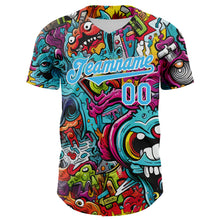Load image into Gallery viewer, Custom White Sky Blue 3D Pattern Design Rave Psychedelic Authentic Baseball Jersey