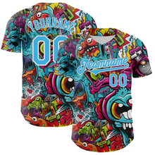 Load image into Gallery viewer, Custom White Sky Blue 3D Pattern Design Rave Psychedelic Authentic Baseball Jersey