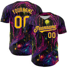 Load image into Gallery viewer, Custom Black Yellow-Purple 3D Pattern Design Rave Tree With Eye Authentic Baseball Jersey