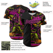 Load image into Gallery viewer, Custom Black Deep Pink 3D Pattern Design Rave Monster Authentic Baseball Jersey