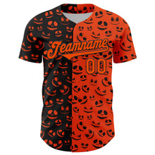 Load image into Gallery viewer, Custom Orange Black 3D Pattern Design Rave Halloween Pumpkin Authentic Baseball Jersey