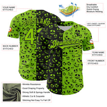Load image into Gallery viewer, Custom Neon Green Black 3D Pattern Design Rave Halloween Pumpkin Authentic Baseball Jersey
