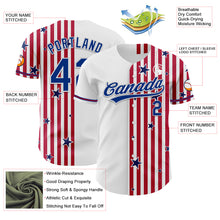 Load image into Gallery viewer, Custom White Royal Red-US Navy Blue 3D American Flag Stars Authentic Baseball Jersey