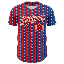 Load image into Gallery viewer, Custom Royal Red-White 3D American Flag Stars Authentic Baseball Jersey