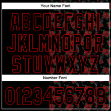 Load image into Gallery viewer, Custom Black Red 3D Pattern Design Gothic Style Rose Authentic Baseball Jersey