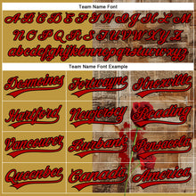 Load image into Gallery viewer, Custom Old Gold Red-Black 3D Pattern Design Gothic Style Rose Authentic Baseball Jersey