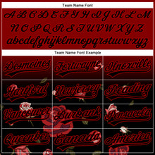 Load image into Gallery viewer, Custom Crimson Black-Red 3D Pattern Design Gothic Style Rose Authentic Baseball Jersey