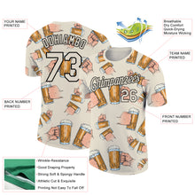 Load image into Gallery viewer, Custom Cream Black 3D Pattern Design Beer Performance T-Shirt