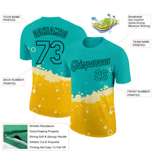Load image into Gallery viewer, Custom Aqua Yellow-Black 3D Pattern Design Beer Performance T-Shirt
