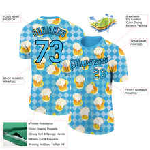 Load image into Gallery viewer, Custom Sky Blue Black 3D Pattern Design Beer Performance T-Shirt
