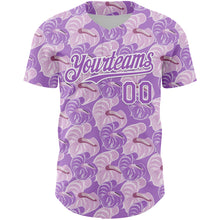 Load image into Gallery viewer, Custom Light Purple White 3D Pattern Design Tropical Anthurium Flower Authentic Baseball Jersey