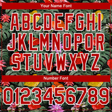 Load image into Gallery viewer, Custom Kelly Green Red-White 3D Pattern Design Tropical Anthurium Flower Authentic Baseball Jersey